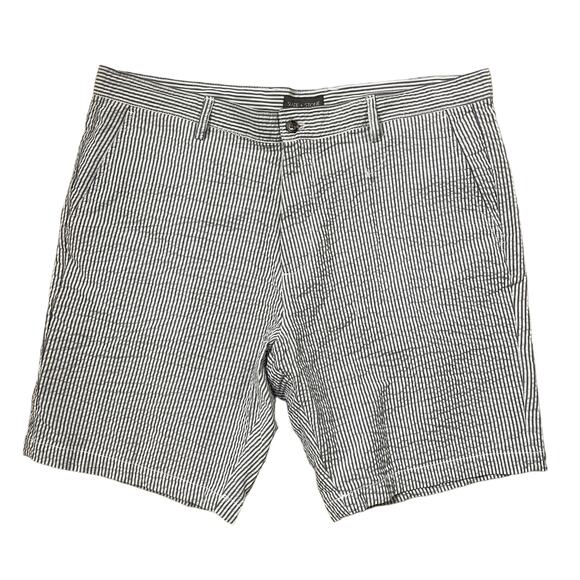 Slate & Stone Striped Cotton 9'' Seersucker Shorts White Navy Men's Size 38